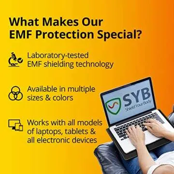 Shield Your Body - Laptop Lap Pad with SaferBody™, Anti Radiation Shield & Heat Shield Pad, EMF Blocker Laptop Pad for Up to 14in.Wide Device (13.8 x 10.7 inches), Jet Black PU Leather Color