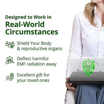 Shield Your Body - Laptop Lap Pad with SaferBody™, Anti Radiation Shield & Heat Shield Pad, EMF Blocker Laptop Pad for Up to 14in.Wide Device (13.8 x 10.7 inches), Jet Black PU Leather Color