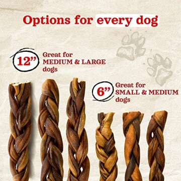 Natural Farm Braided Collagen Chews for Dogs (12 Inch, 6 Pack), Collagen Sticks, Natural Dog Chews, Long Lasting, for Small, Medium and Large Dogs, Odor-Free, Rawhide Alternative