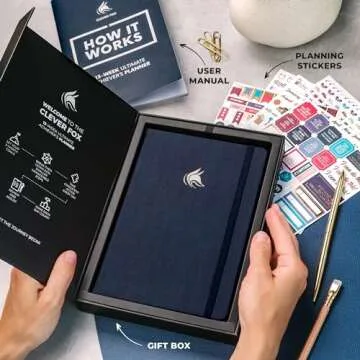 Clever Fox Ultimate Achiever’s Goal Planner - Focus & Productivity 90 Day Journal. Undated Daily Weekly Monthly Planner Organizer & Hourly Schedule Notebook - Hardcover, A5 Size, Navy Blue