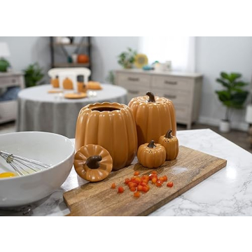 Nat & Jules 3 Pumpkin Canisters: Autumn Kitchen Decor