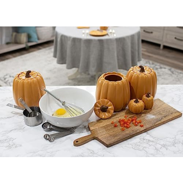 Nat & Jules 3 Pumpkin Canisters: Autumn Kitchen Decor