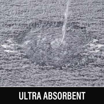 LOCHAS Luminous Non Slip Bathroom Rugs Runner 24 x 60 Inch, Extra Soft and Comfy Bath Mats Rug, Absorbent Thick Microfiber Mat Carpets for Shower, Light Gray