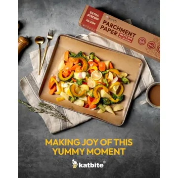 Unbleached Parchment Paper Roll for Baking 12in x 262ft, 260 Sq.Ft, Heavy Duty & Non-stick Baking Paper with Slide Cutter, Brown Parchment Paper for Cooking, Air Fryer, Steaming, Bread