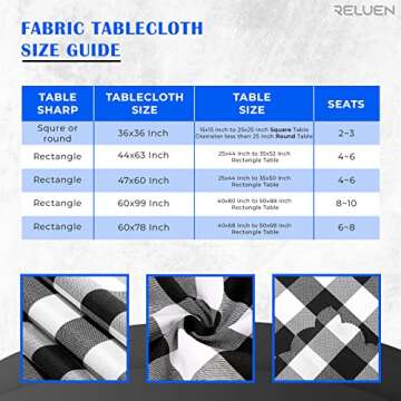 Black and White Buffalo Plaid - 35x35 Inches Small Square Tablecloth for Round Coffee Table Polyester Washable Tablecloth Home Kitchen Outdoor Dining Table Cover Black and White Checkered Tablecloth