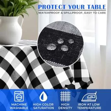 Black and White Buffalo Plaid - 35x35 Inches Small Square Tablecloth for Round Coffee Table Polyester Washable Tablecloth Home Kitchen Outdoor Dining Table Cover Black and White Checkered Tablecloth