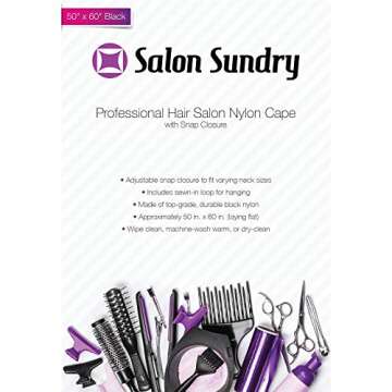 Salon Sundry Professional Hair Salon Nylon Cape w/Snap Closure - 50 in. x 60 in.