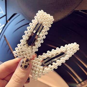 Numblartd 2Pcs Women Artificial Pearl Hair Clips - Elegant Alloy Barrettes