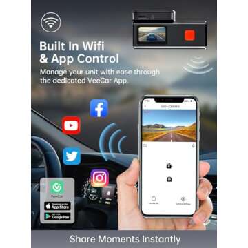 4K Dual Dash Cam with Night Vision and Wi-Fi Access