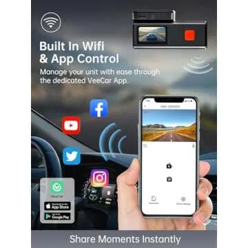 4K Dual Dash Cam with Night Vision and Wi-Fi Access