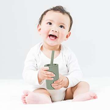 TOPGOMES Silicone Toddler Straw Cup - BPA Free & Easy Clean