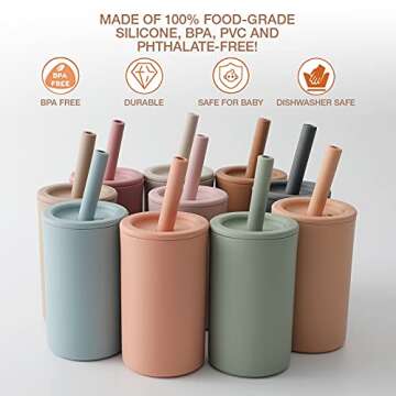 TOPGOMES Silicone Toddler Straw Cup - BPA Free & Easy Clean