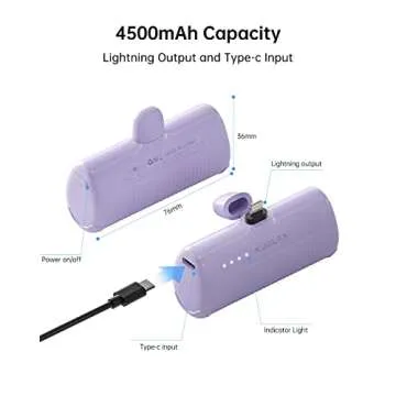Kuulaa Portable Phone Charger Portable Charger iPhone 4500mAh Mini Power Bank for iPhone Cute Battery Pack Backup Charger Travel Compatible with iPhone 14/13/12/11/XS/XR/Airpods (Purple)
