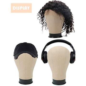 21-23 inch Cork Canvas Block Head Mannequin Head Wig Display Styling Head Training Practice Head Wigs Stand Human Hair Wigs Support (22 inch)
