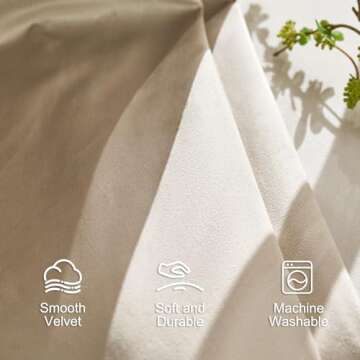 Lazzzy Velvet Curtains Beige Thermal Insulated Curtains 108 inch Extra Long Drapes for Bedroom Living Room Darkening Noise Reducing Soft Luxury Window Treatments Grommet Curtains 2 Panels Beige