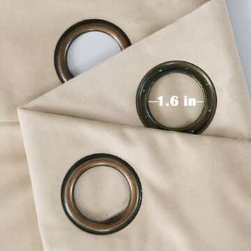 Lazzzy Velvet Curtains Beige Thermal Insulated Curtains 108 inch Extra Long Drapes for Bedroom Living Room Darkening Noise Reducing Soft Luxury Window Treatments Grommet Curtains 2 Panels Beige