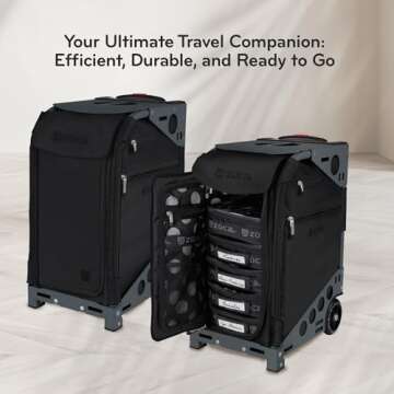 ZUCA Oxford Pro Artist Case - Professional MakeUp Case w/Slate Frame & Black Bag, Includes 5 Vinyl U...