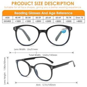 Trendy Round Frame Reading Glasses 3 Pack for Women