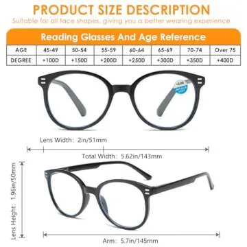 Trendy Round Frame Reading Glasses 3 Pack for Women