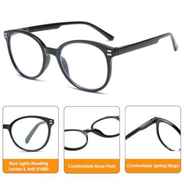 Trendy Round Frame Reading Glasses 3 Pack for Women