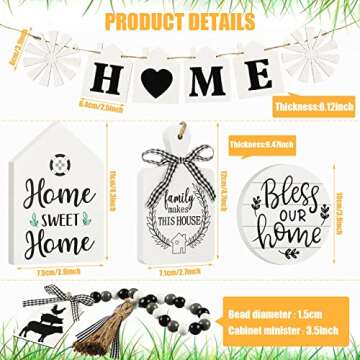 10 Pcs Farmhouse Tiered Tray Decor Farmhouse Home Decor Mini Signs Rustic Tiered Tray Signs Home Wood Sign Cutting Broad House Shaped Table Decor Buffalo Plaid Wooden Farm Fresh Sign (Home)