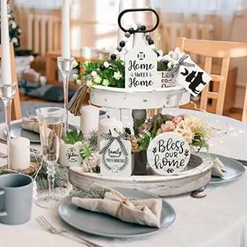 10-Piece Wooden Rustic Tiered Tray Decoration Set