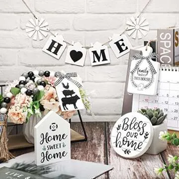 10-Piece Wooden Rustic Tiered Tray Decoration Set