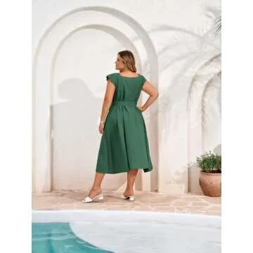 Hanna Nikole Women's Flowy Midi Dress - Dark Green Stylish Comfort