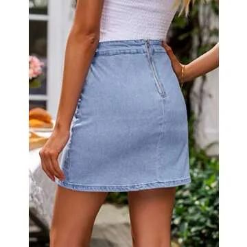 luvamia Jean Skirt for Women With Slit High Waisted Bodycon Stretch Pencil Mini Short Denim Skirts High Waisted Skirts for Women Skirt With Slit Denim Skirt Women Azure Mood Size Large Size 12 Size 14