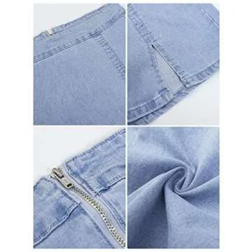 luvamia Jean Skirt for Women With Slit High Waisted Bodycon Stretch Pencil Mini Short Denim Skirts High Waisted Skirts for Women Skirt With Slit Denim Skirt Women Azure Mood Size Large Size 12 Size 14