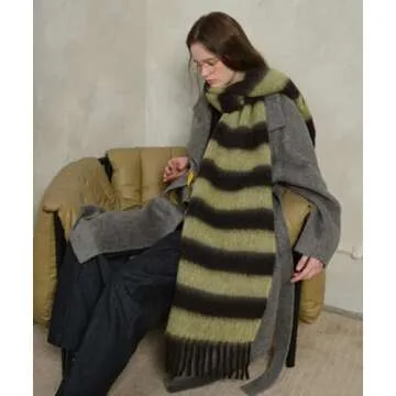 MININAI Women's Fall Winter Chunky Scarves Big Thick Warm Knit Blanket Scarf Long Oversized Striped ...