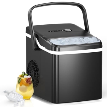 Electactic Ice Makers Countertop, 26.5lbs/24H, 9 Bullet Ice in 6 Mins, Self-Cleaning Ice Maker, 2 Si...