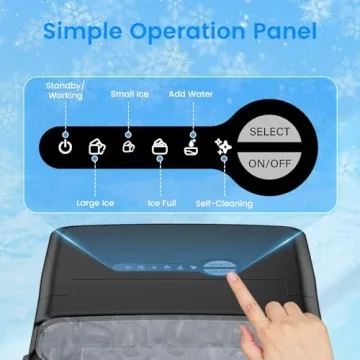 Electactic Ice Makers Countertop, 26.5lbs/24H, 9 Bullet Ice in 6 Mins, Self-Cleaning Ice Maker, 2 Sizes of Bullet Ice, Portable ice Maker for Home/Kitchen/Party/Camping, Black