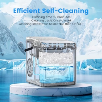 Electactic Ice Makers Countertop, 26.5lbs/24H, 9 Bullet Ice in 6 Mins, Self-Cleaning Ice Maker, 2 Sizes of Bullet Ice, Portable ice Maker for Home/Kitchen/Party/Camping, Black