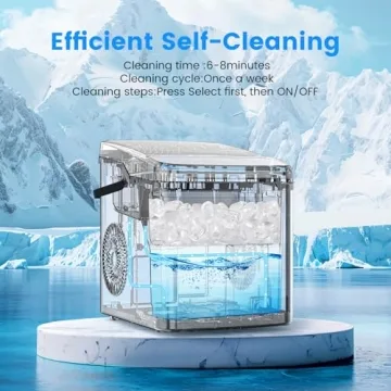 Electactic Ice Makers Countertop, 26.5lbs/24H, 9 Bullet Ice in 6 Mins, Self-Cleaning Ice Maker, 2 Sizes of Bullet Ice, Portable ice Maker for Home/Kitchen/Party/Camping, Black