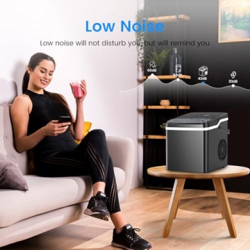Electactic Ice Makers Countertop, 26.5lbs/24H, 9 Bullet Ice in 6 Mins, Self-Cleaning Ice Maker, 2 Sizes of Bullet Ice, Portable ice Maker for Home/Kitchen/Party/Camping, Black