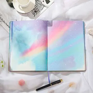 SIIXU Starry Sky Writing Journal for Women, Men, Unique Colorful Blank Notebook for Daily Notes, Gratitude, Dreams or Planning, 7.5” x 10.2", 160 Pages, 2 Bookmarks, Large, Hardcover, Unlined