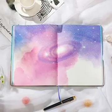 SIIXU Starry Sky Writing Journal for Women, Men, Unique Colorful Blank Notebook for Daily Notes, Gratitude, Dreams or Planning, 7.5” x 10.2", 160 Pages, 2 Bookmarks, Large, Hardcover, Unlined