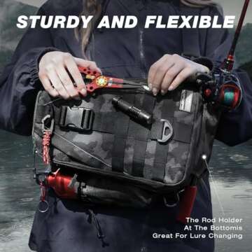 Ghosthorn Fishing Backpack Tackle Sling Bag - Fishing Backpack with Rod Holder - Tackle Box Fly Fishing Gifts for Men Women