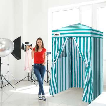 EAGLE PEAK Flex Ultra Compact 4x4 Pop-up Canopy, Sun Shelter, Changing Room, Portable Privacy Canopy Cabana for Pool, Fashion Photoshoots, or Camping, White/Light Blue