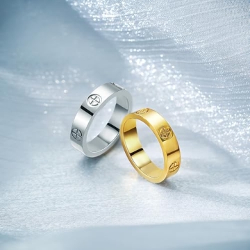 PDWZNBA Love Friendship Ring 18K Gold-Plated Stainless Steel