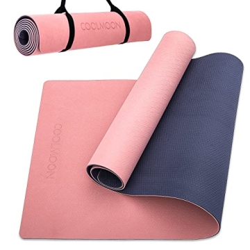 COOLMOON Yoga Mat Non Slip, Anti-Tear 1/4 Thick TPE Yoga Mats for Women and Men, 72"x24" Exercise & ...