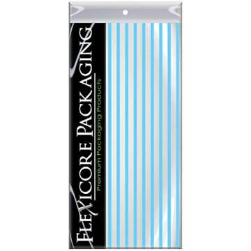 Flexicore Packaging Light Blue Pin Stripe Print Gift Wrap Tissue Paper Size: 15 Inch X 20 Inch | Count: 50 Sheets | Color: Light Blue Pin Stripe