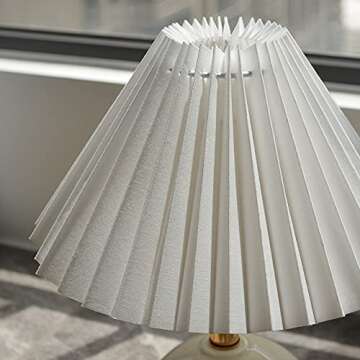 Aurora Lighting Round Ceramic Table Lamp and White Shade Creamy-White Base for Living Room Bedroom House Bedside Nightstand Home Office Entryway Family