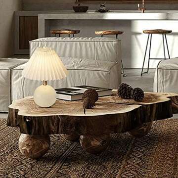 Aurora Lighting Round Ceramic Table Lamp and White Shade Creamy-White Base for Living Room Bedroom House Bedside Nightstand Home Office Entryway Family