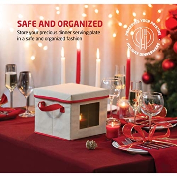 ZOBER Holiday Plate Storage Box with Clear PVC Window