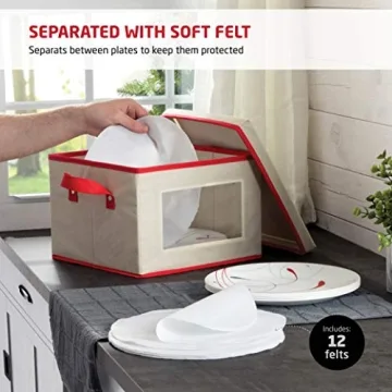 ZOBER Holiday Plate Storage Box with Clear PVC Window