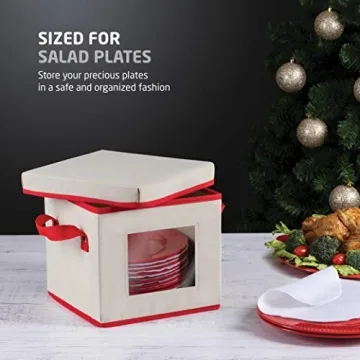 ZOBER Holiday Plate Storage Box with Clear PVC Window