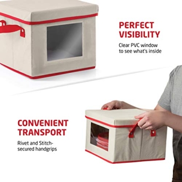 ZOBER Holiday Plate Storage Box with Clear PVC Window