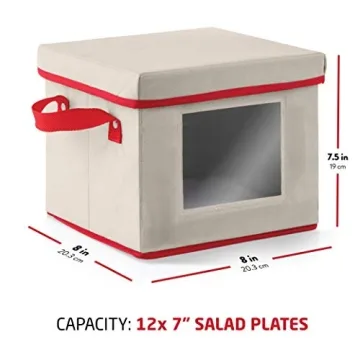 ZOBER Holiday Plate Storage Box with Clear PVC Window